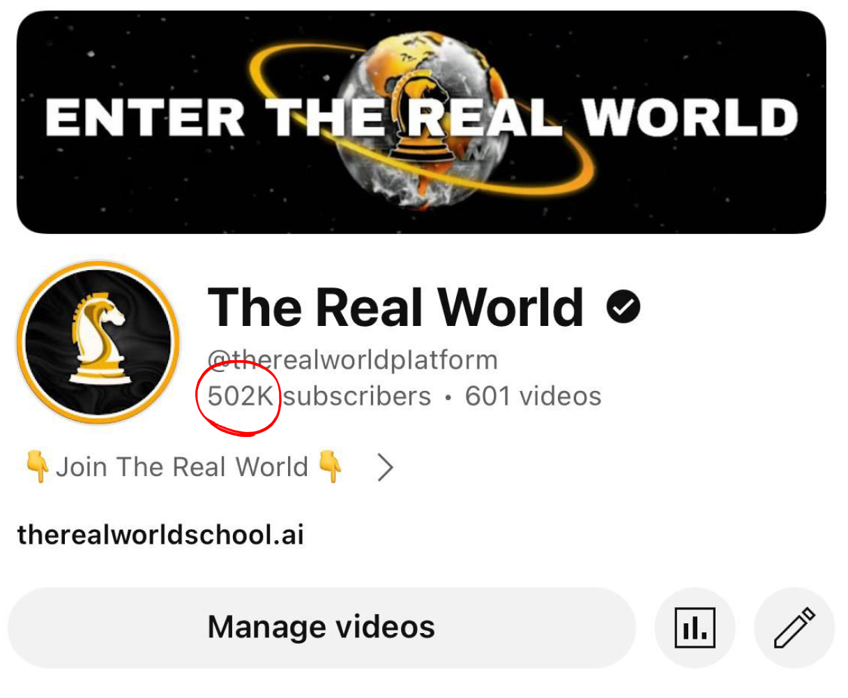 YouTube — @therealworldplatform — archived screenshot